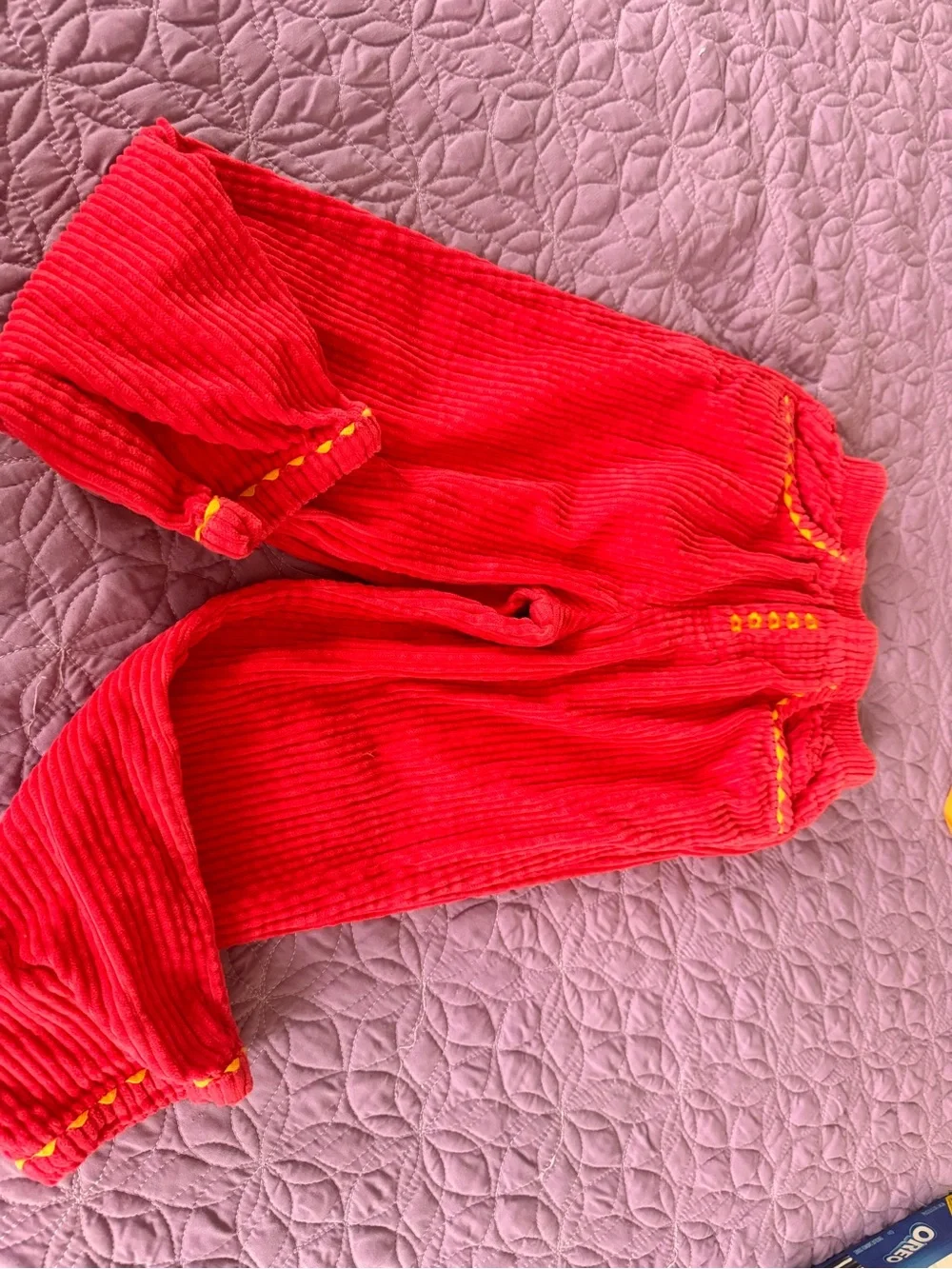 Gymboree Red Corduroy Pajama Pants with Yellow Stitching